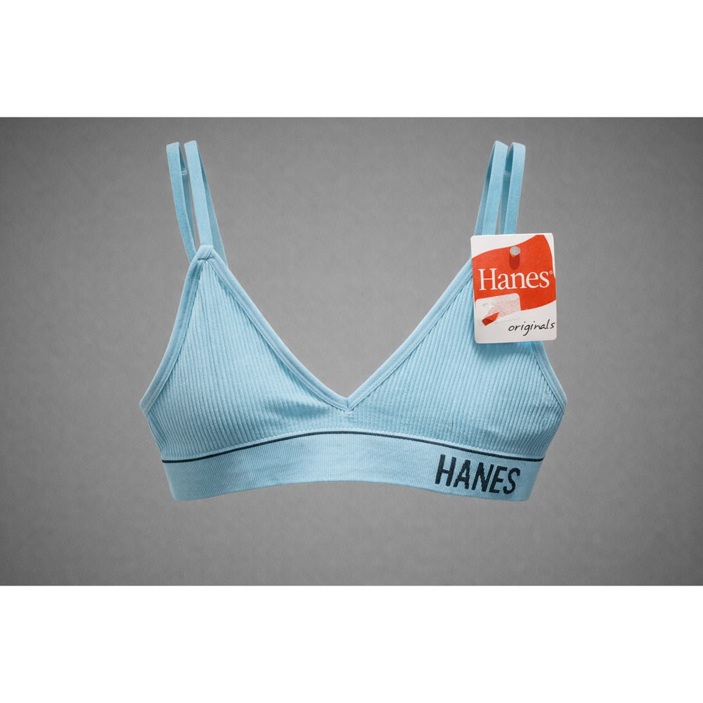Cozy Athleisure Minimalist Ribbed Bralette Hanes Teal  Wireless Comfort Bra S